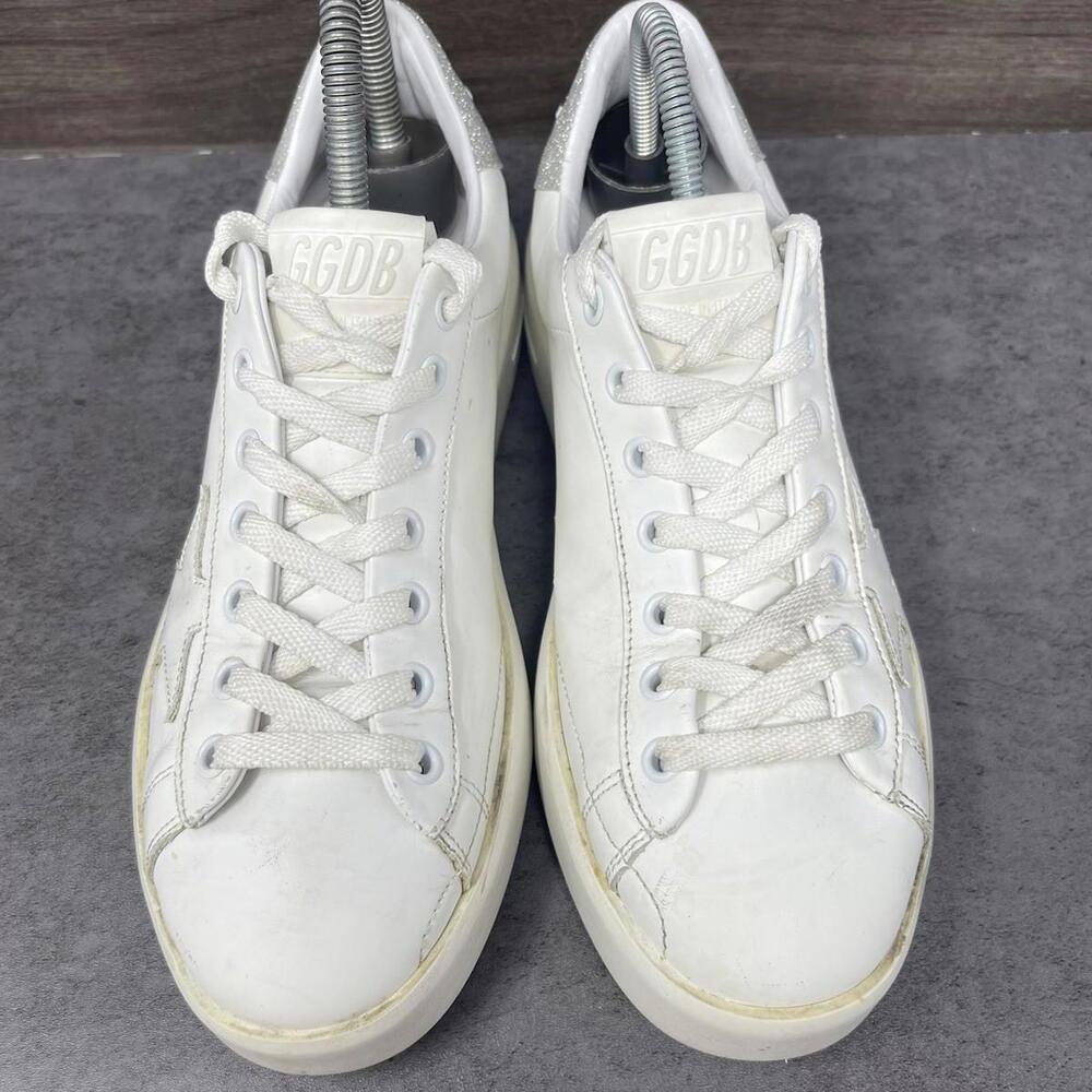 Golden Goose Sneakers Womens Size 7 (38) White Pure Star Lot Glitter Shoes - Picture 3 of 11